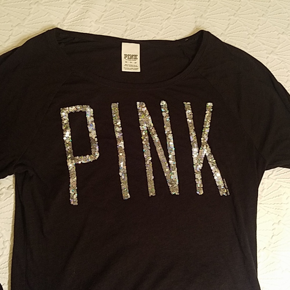 Victoria's Secret PINK black long sleeved T shirt